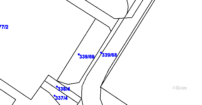 Parcela st. 339/68 v KÚ Chvalovice, Katastrální mapa