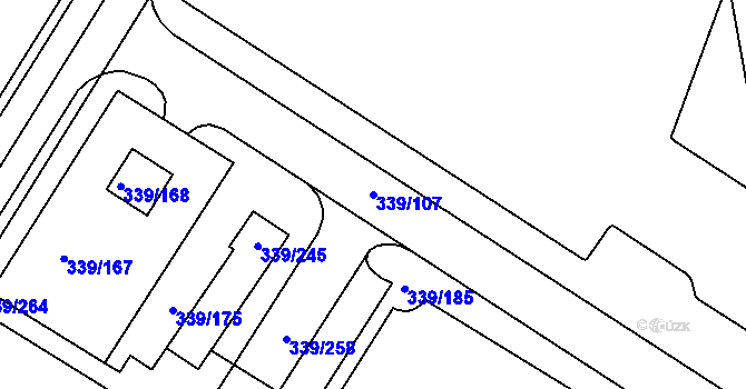 Parcela st. 339/107 v KÚ Chvalovice, Katastrální mapa