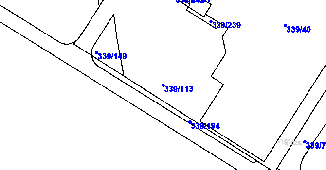 Parcela st. 339/113 v KÚ Chvalovice, Katastrální mapa