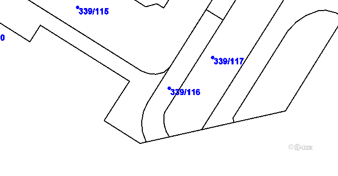 Parcela st. 339/116 v KÚ Chvalovice, Katastrální mapa
