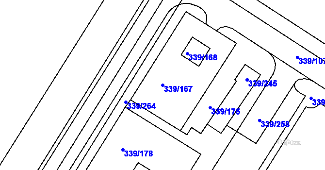 Parcela st. 339/167 v KÚ Chvalovice, Katastrální mapa