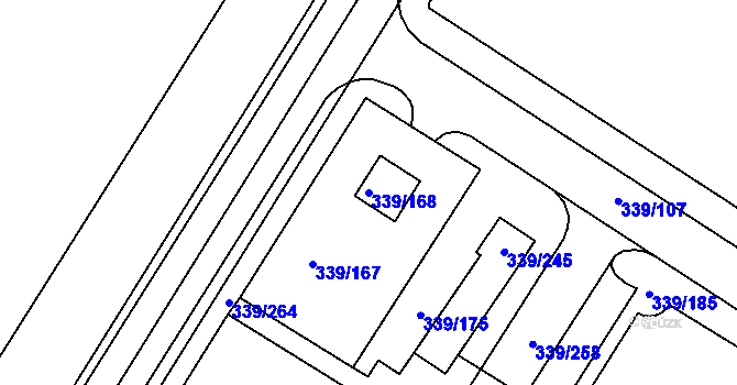 Parcela st. 339/168 v KÚ Chvalovice, Katastrální mapa