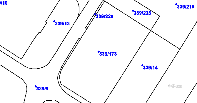 Parcela st. 339/173 v KÚ Chvalovice, Katastrální mapa