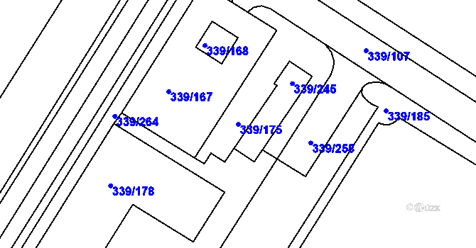 Parcela st. 339/175 v KÚ Chvalovice, Katastrální mapa