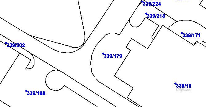 Parcela st. 339/179 v KÚ Chvalovice, Katastrální mapa