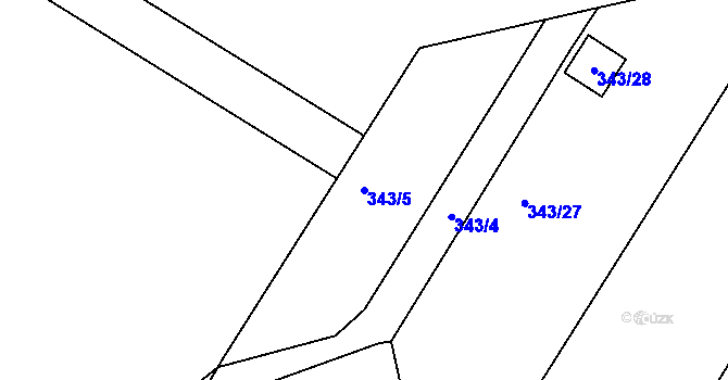 Parcela st. 343/5 v KÚ Chvalovice, Katastrální mapa