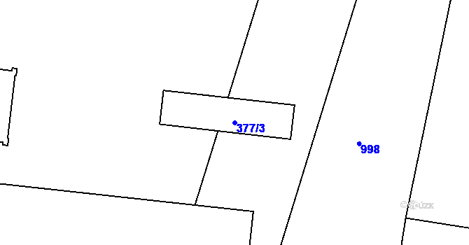 Parcela st. 377/3 v KÚ Chvalovice, Katastrální mapa