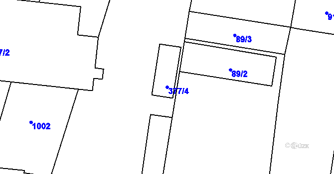 Parcela st. 377/4 v KÚ Chvalovice, Katastrální mapa
