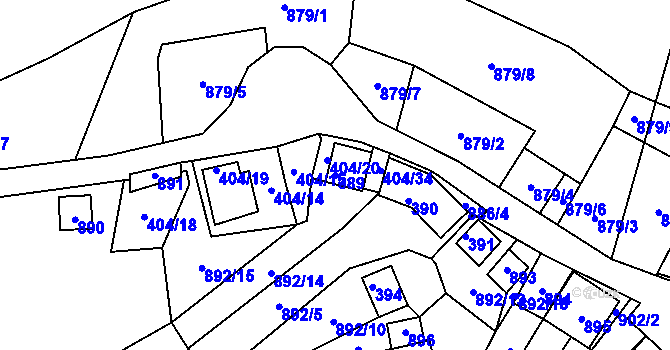Parcela st. 389 v KÚ Chvalovice, Katastrální mapa