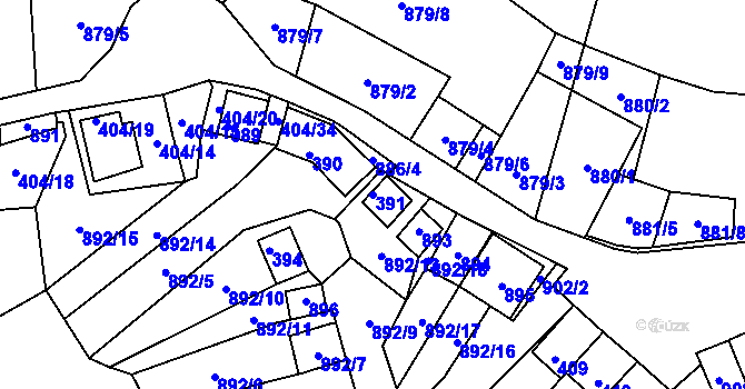 Parcela st. 391 v KÚ Chvalovice, Katastrální mapa