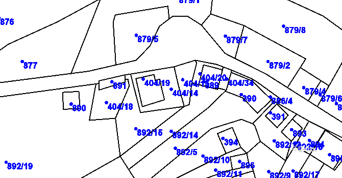 Parcela st. 404/14 v KÚ Chvalovice, Katastrální mapa