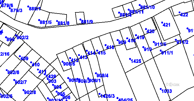 Parcela st. 415 v KÚ Chvalovice, Katastrální mapa