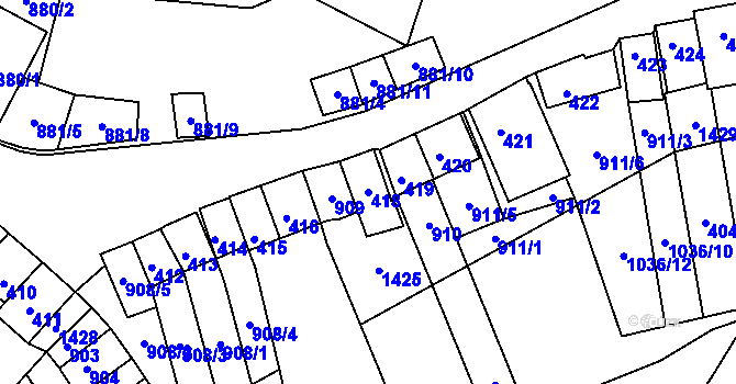 Parcela st. 418 v KÚ Chvalovice, Katastrální mapa