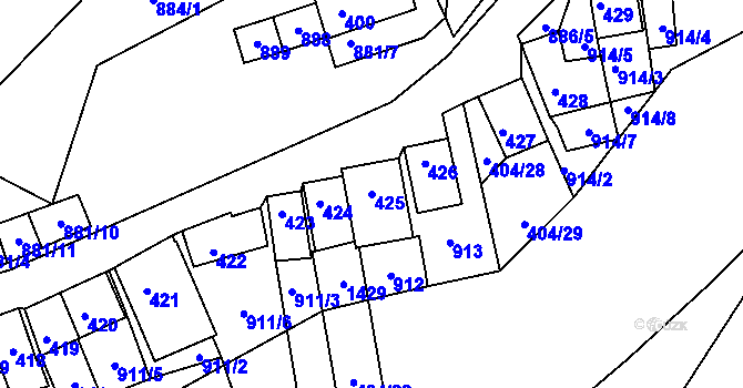 Parcela st. 425 v KÚ Chvalovice, Katastrální mapa