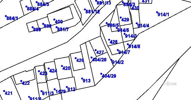 Parcela st. 427 v KÚ Chvalovice, Katastrální mapa