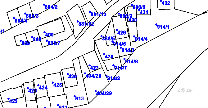 Parcela st. 428 v KÚ Chvalovice, Katastrální mapa