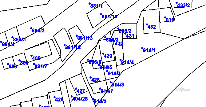 Parcela st. 429 v KÚ Chvalovice, Katastrální mapa