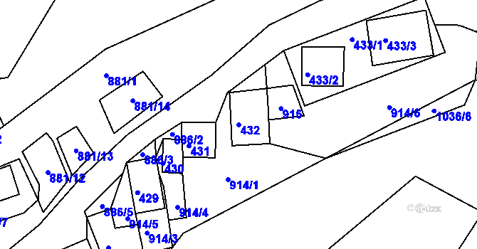 Parcela st. 432 v KÚ Chvalovice, Katastrální mapa