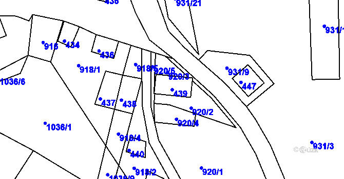 Parcela st. 439 v KÚ Chvalovice, Katastrální mapa
