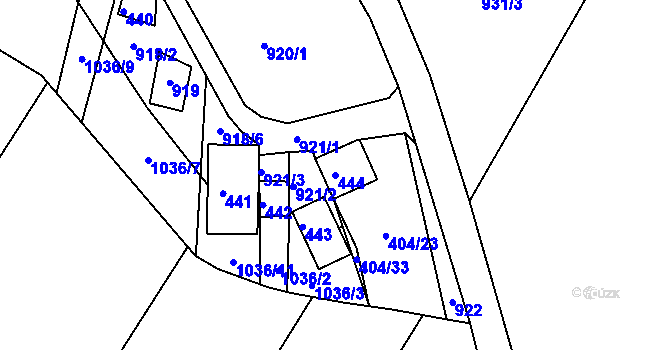 Parcela st. 444 v KÚ Chvalovice, Katastrální mapa