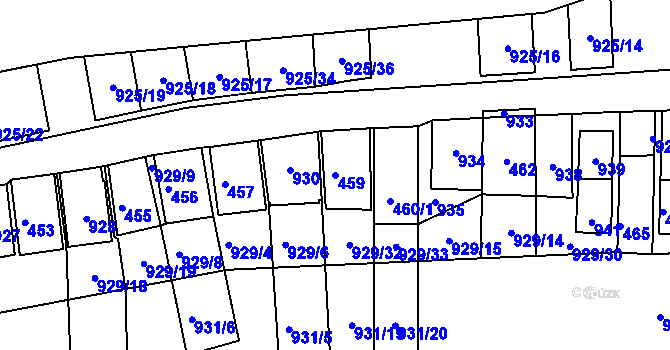 Parcela st. 459 v KÚ Chvalovice, Katastrální mapa