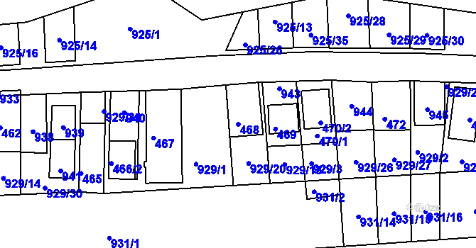 Parcela st. 468 v KÚ Chvalovice, Katastrální mapa