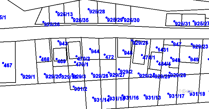 Parcela st. 472 v KÚ Chvalovice, Katastrální mapa