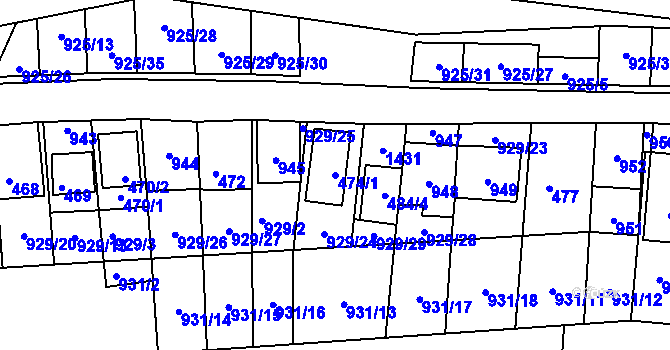Parcela st. 474/1 v KÚ Chvalovice, Katastrální mapa