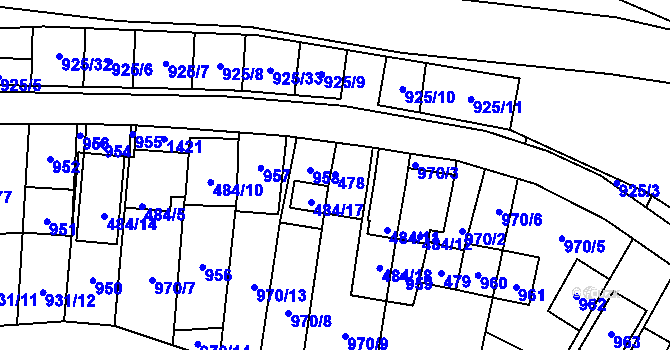 Parcela st. 478 v KÚ Chvalovice, Katastrální mapa