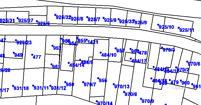 Parcela st. 484/10 v KÚ Chvalovice, Katastrální mapa