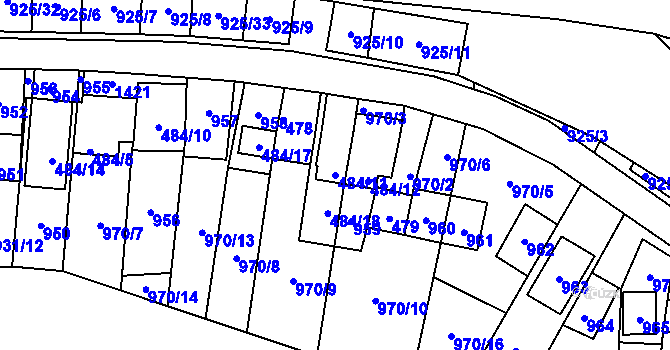 Parcela st. 484/11 v KÚ Chvalovice, Katastrální mapa