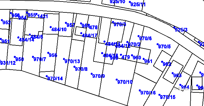 Parcela st. 484/18 v KÚ Chvalovice, Katastrální mapa