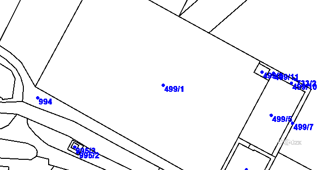 Parcela st. 499/1 v KÚ Chvalovice, Katastrální mapa