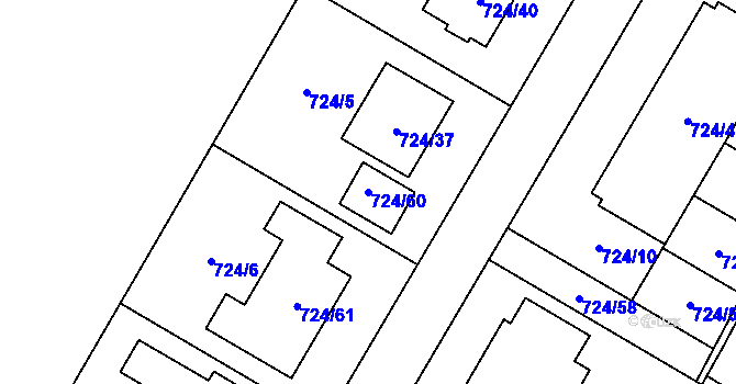 Parcela st. 724/60 v KÚ Chvalovice, Katastrální mapa