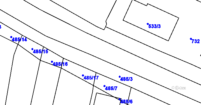 Parcela st. 489/16 v KÚ Chvalovice, Katastrální mapa