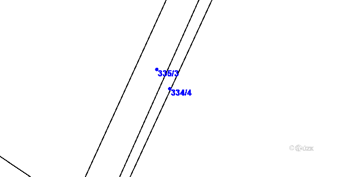 Parcela st. 334/4 v KÚ Chvalovice, Katastrální mapa
