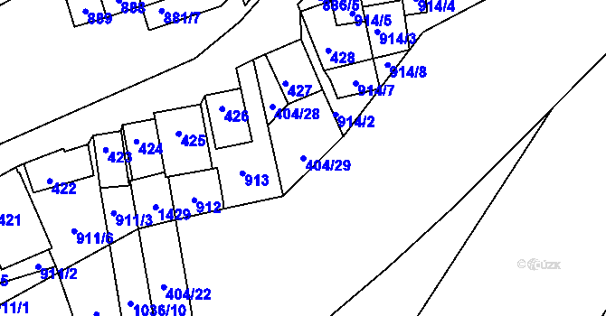 Parcela st. 404/29 v KÚ Chvalovice, Katastrální mapa