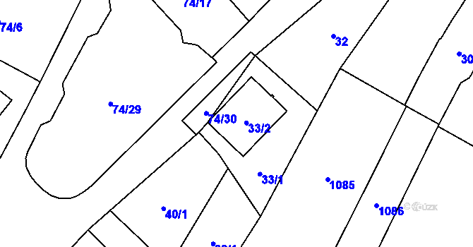 Parcela st. 33/2 v KÚ Chvalovice, Katastrální mapa