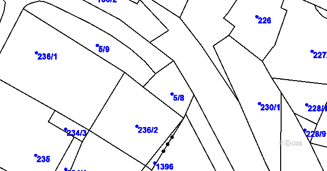 Parcela st. 5/8 v KÚ Chvalovice, Katastrální mapa