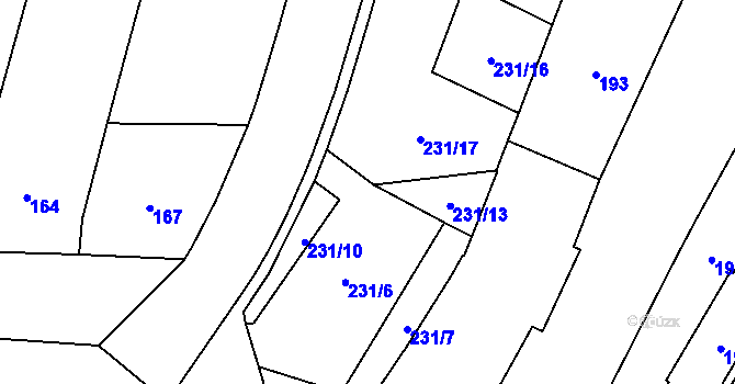 Parcela st. 231/11 v KÚ Chvalovice, Katastrální mapa