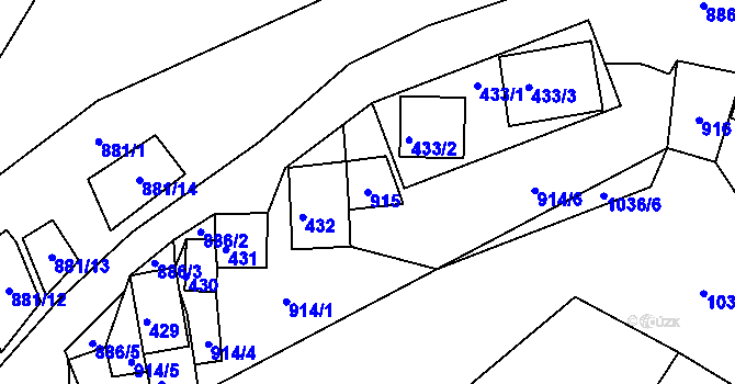 Parcela st. 915 v KÚ Chvalovice, Katastrální mapa