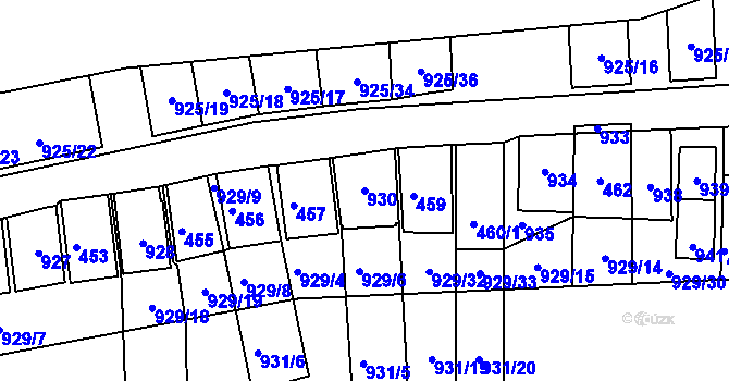 Parcela st. 930 v KÚ Chvalovice, Katastrální mapa