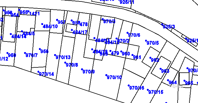 Parcela st. 959 v KÚ Chvalovice, Katastrální mapa