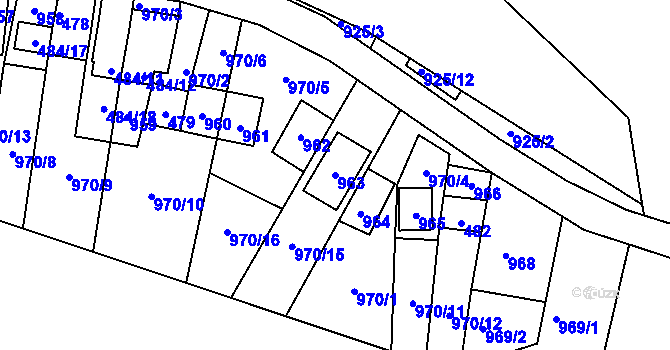 Parcela st. 963 v KÚ Chvalovice, Katastrální mapa