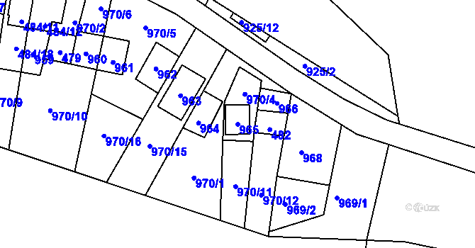 Parcela st. 965 v KÚ Chvalovice, Katastrální mapa