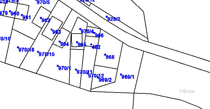 Parcela st. 968 v KÚ Chvalovice, Katastrální mapa