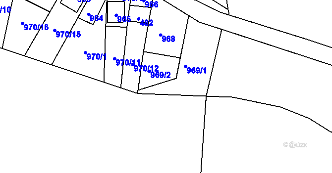 Parcela st. 969 v KÚ Chvalovice, Katastrální mapa