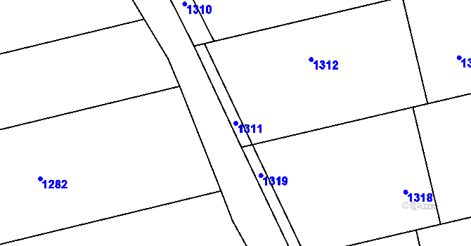 Parcela st. 1311 v KÚ Chvalovice, Katastrální mapa