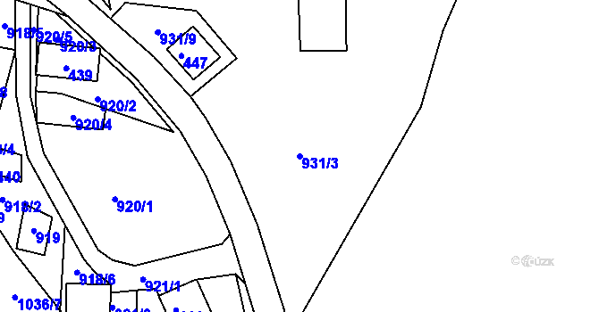 Parcela st. 931/3 v KÚ Chvalovice, Katastrální mapa