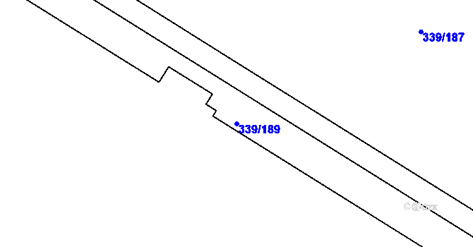 Parcela st. 339/189 v KÚ Chvalovice, Katastrální mapa